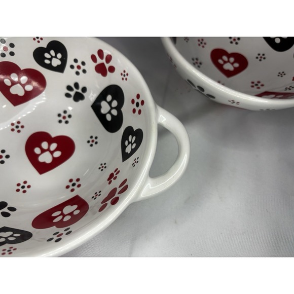 🐾Temp-tations Seasonal Set of 2 Essential Wok Bowls Pawfetti 16 Oz W/ Handles - Picture 3 of 8